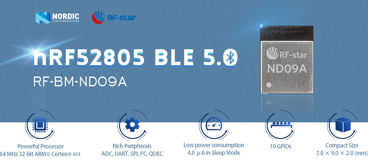 BLE5.0-Modul mit Nordic nRF52805-Chip RF-BM-ND09A