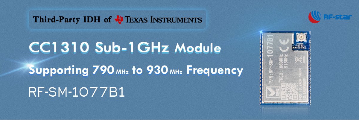 CC1310 Sub-1GHz-Modul mit Unterstützung von 790 MHz bis 930 MHz Frequenz RF-SM-1077B1