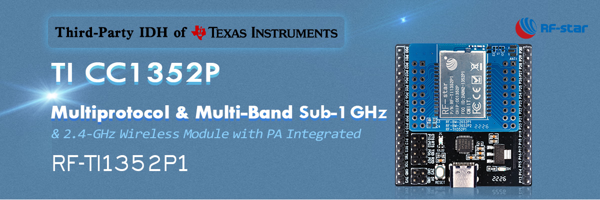 TI CC1352P Multiprotokoll- und Multiband-Sub-1-GHz- und 2,4-GHz-Funkmodul mit integriertem PA RF-TI1352P1