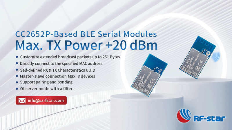 CC2652P-basierte BLE-Seriellmodule RF-BM-2652P2/P2I