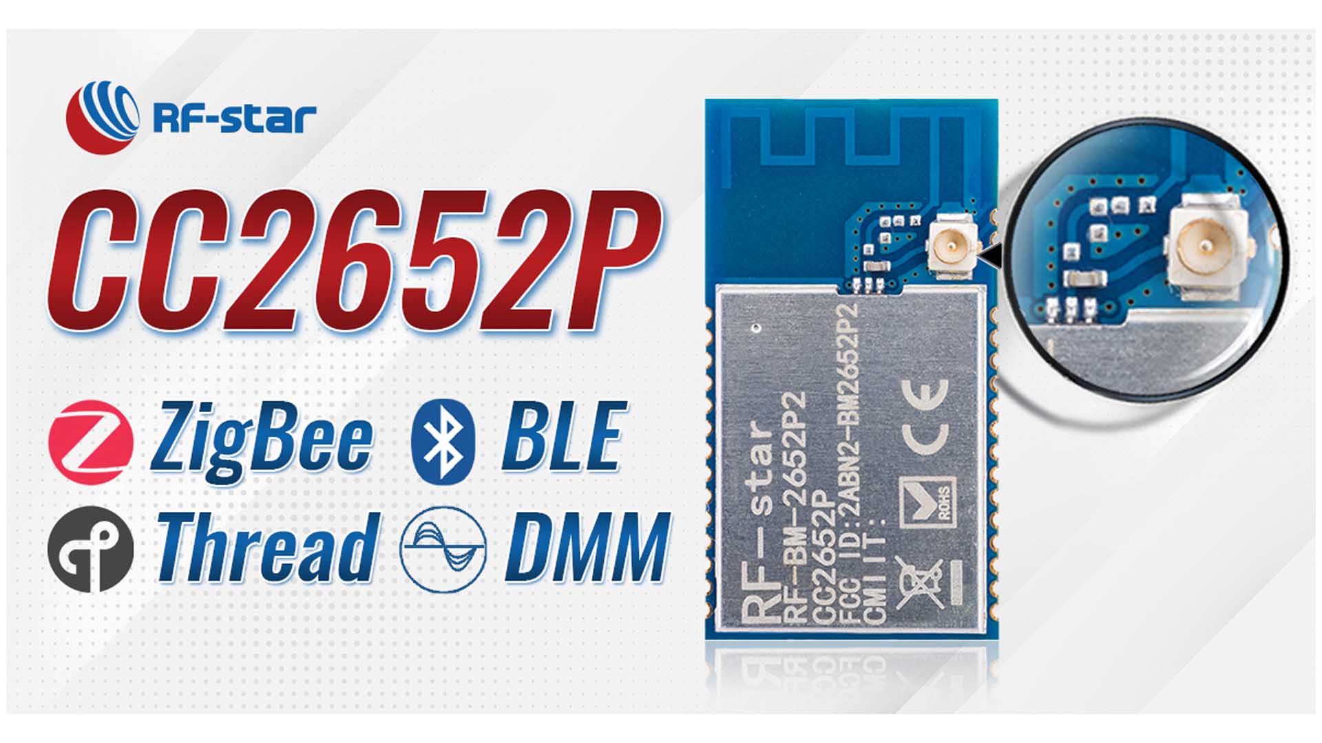 rfstar CC2652P Multiprotokoll 2.4 GHz HF-Zigbee-Modul BLE5.1 802.15.4 TI CC2652P für Smart Home